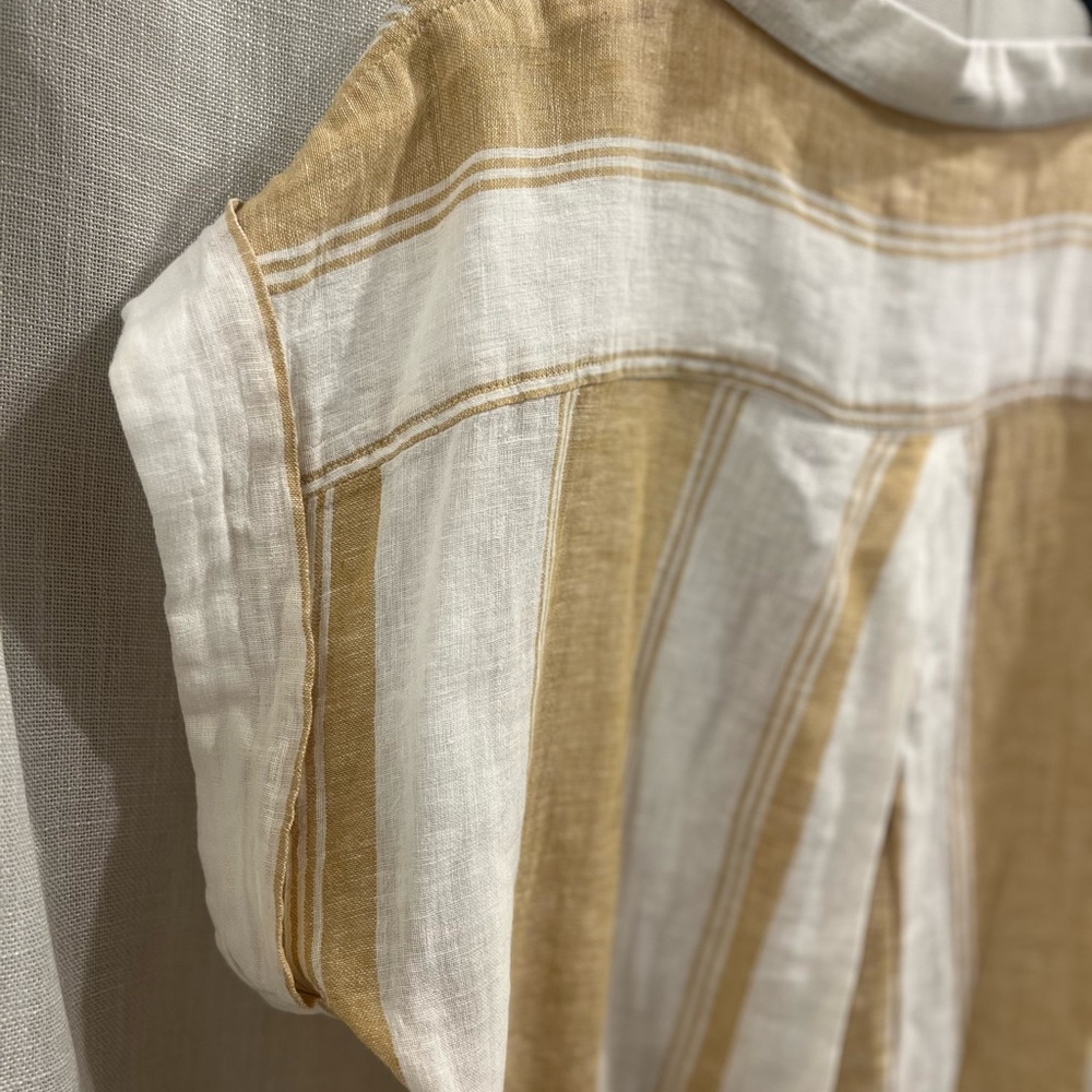 Thread & Supply Linen Blend Striped Button Up | Size Large - Picture 6 of 9